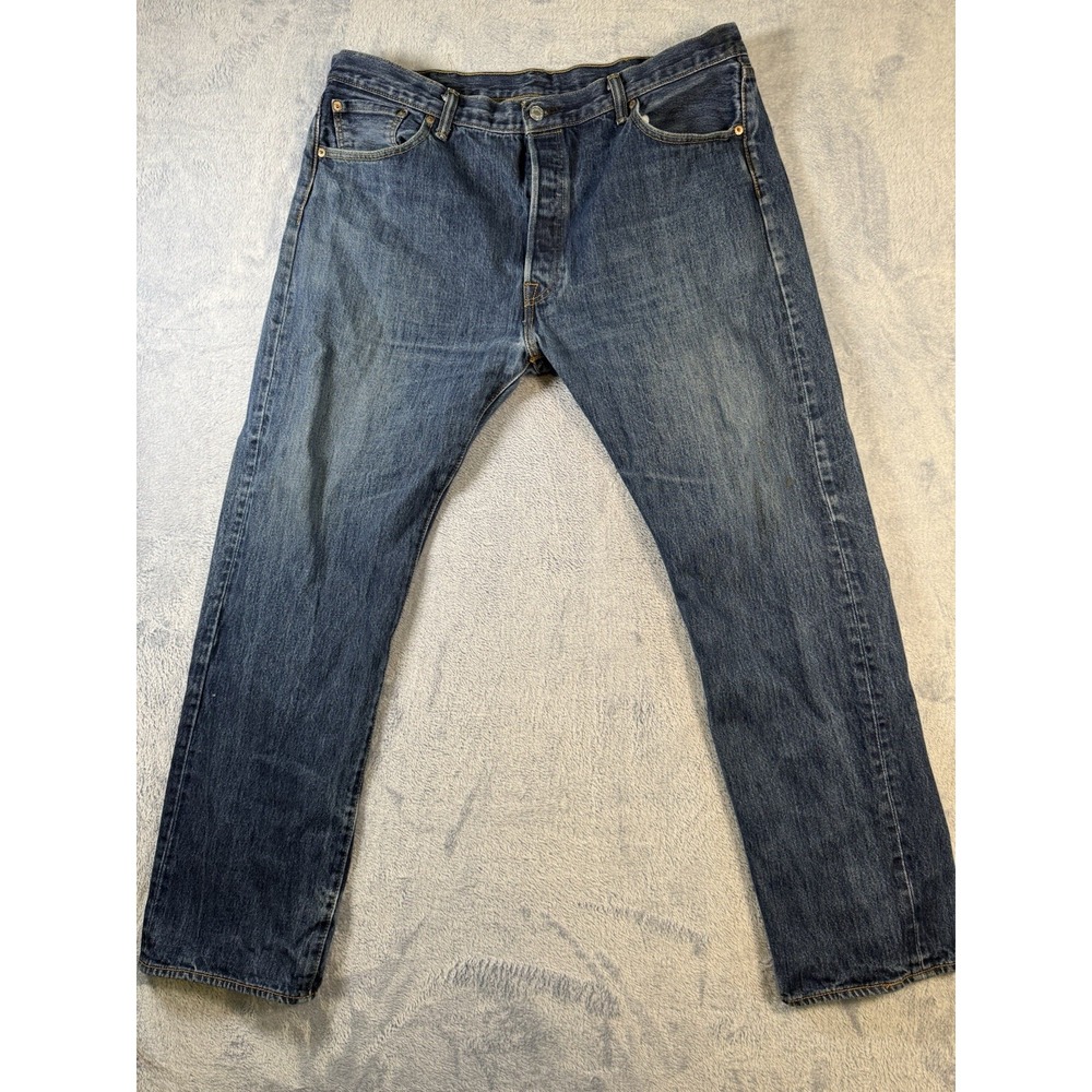 Levi's 501 Original Fit Jeans Mens 40x32 Dark Rinse Blue Button Fly 00501-0115